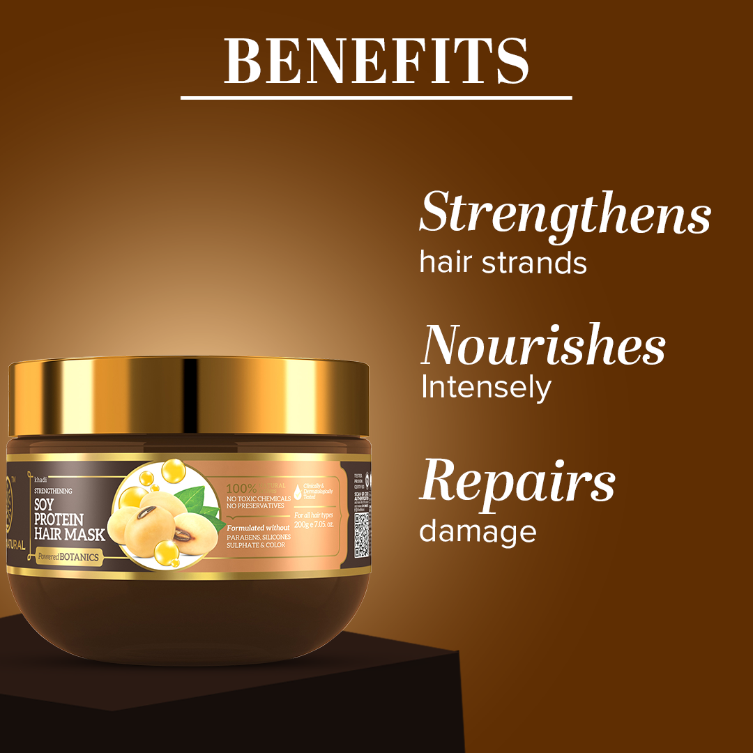 Khadi Natural Soy Protein Hair Mask - Powered Botanics - 200gm - Image 2 - Buy from Indicrest