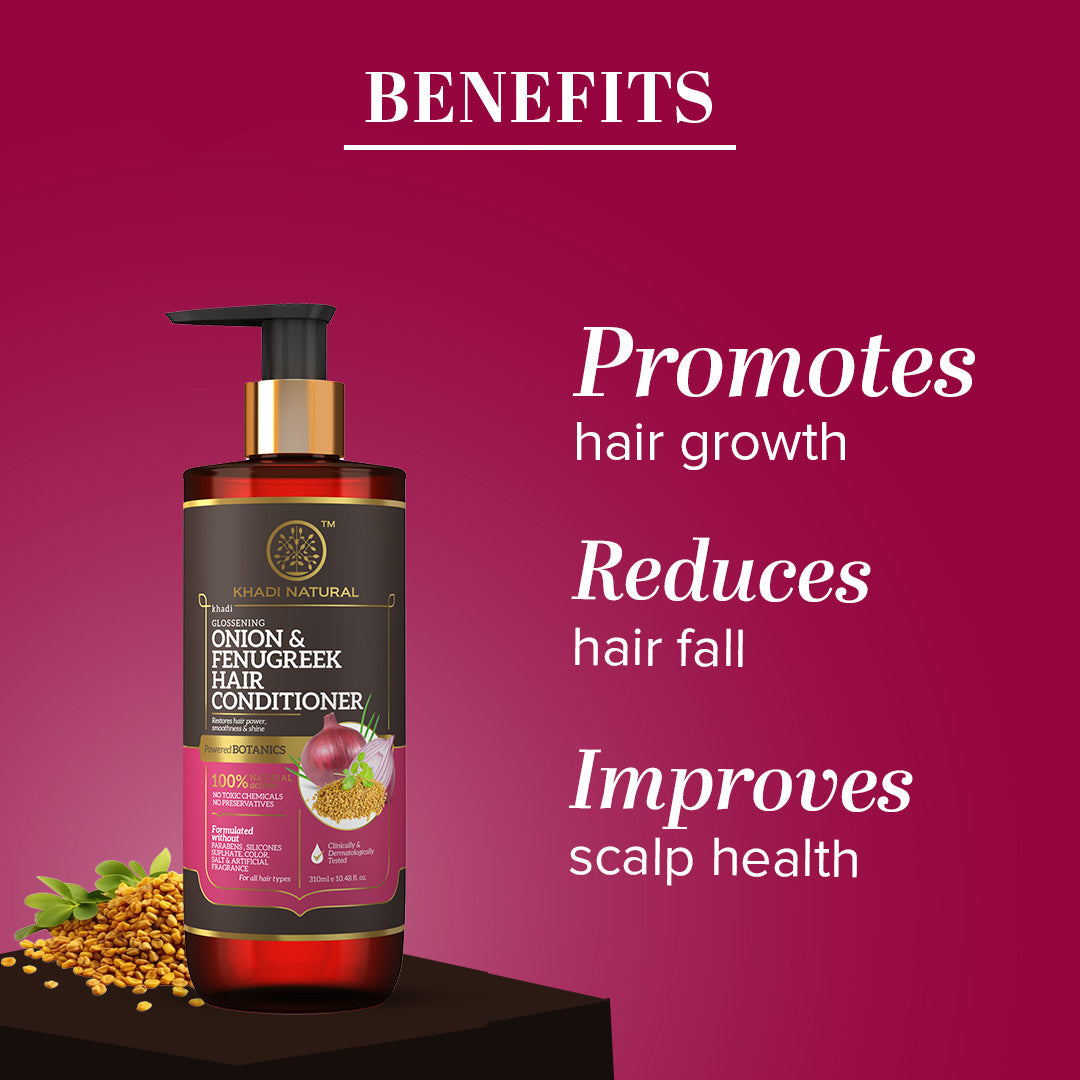 Khadi Natural Onion & Fenugreek Hair Conditioner - Paraben, Silicones, Sulphate, Color, Salt & Artificial Fragrance Free - 310ml - Image 2 - Buy from Indicrest