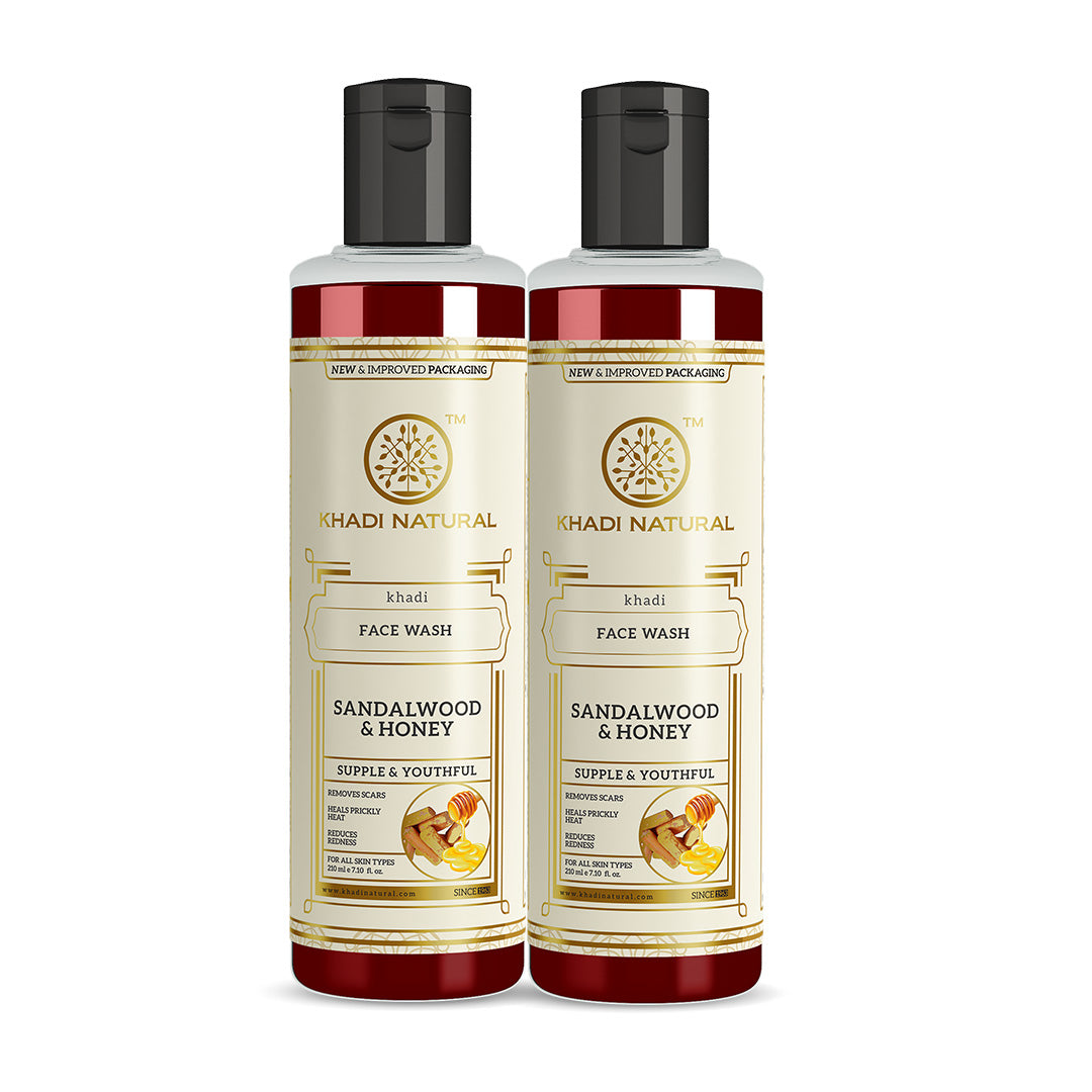 Khadi Natural Sandalwood & Honey Face Wash Combo Pack Of 2 - 210ml Each - Sale - Buy from Indicrest
