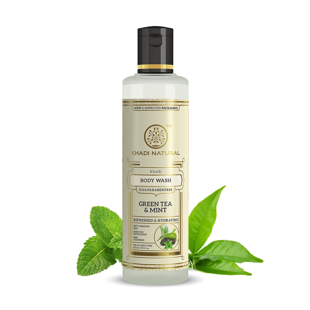 Khadi Natural Green Tea & Mint Body Wash SLS & Paraben Free - 210ml Sale - Buy from Indicrest