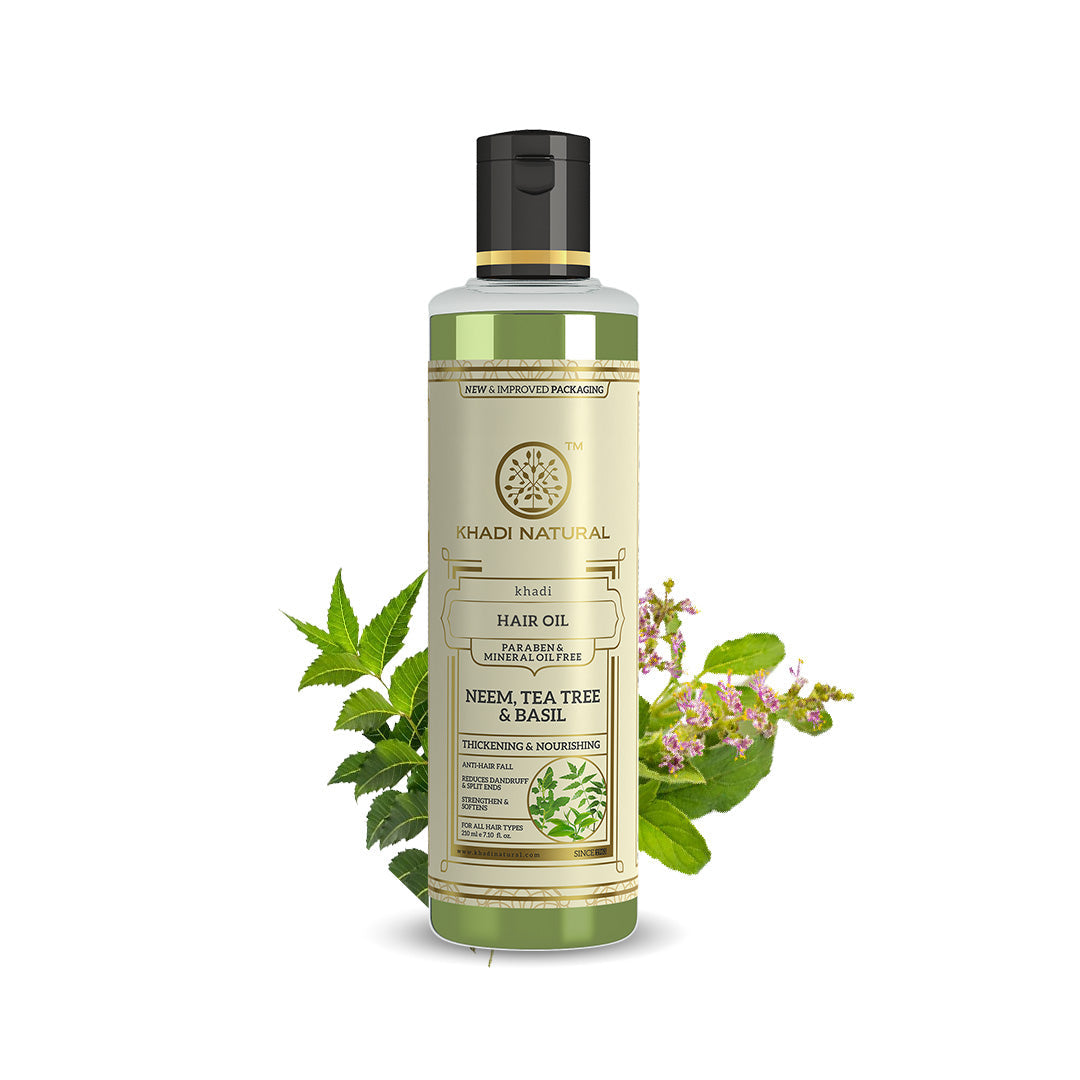 Khadi Natural Neem Teatree & Basil Hair Oil Paraben Mineral Oil Free - 210ml - Image 5 - Buy from Indicrest