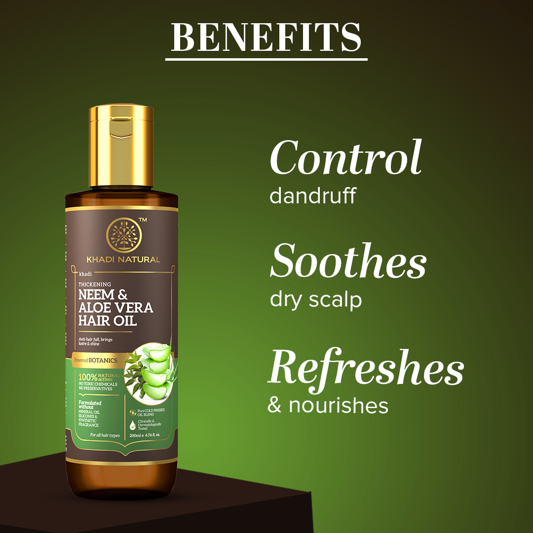 Khadi Natural Neem & Aloe Vera Hair Oil - Mineral Oil, Silicones, Synthetic Fragrance Free - 200ml - Image 2 - Buy from Indicrest