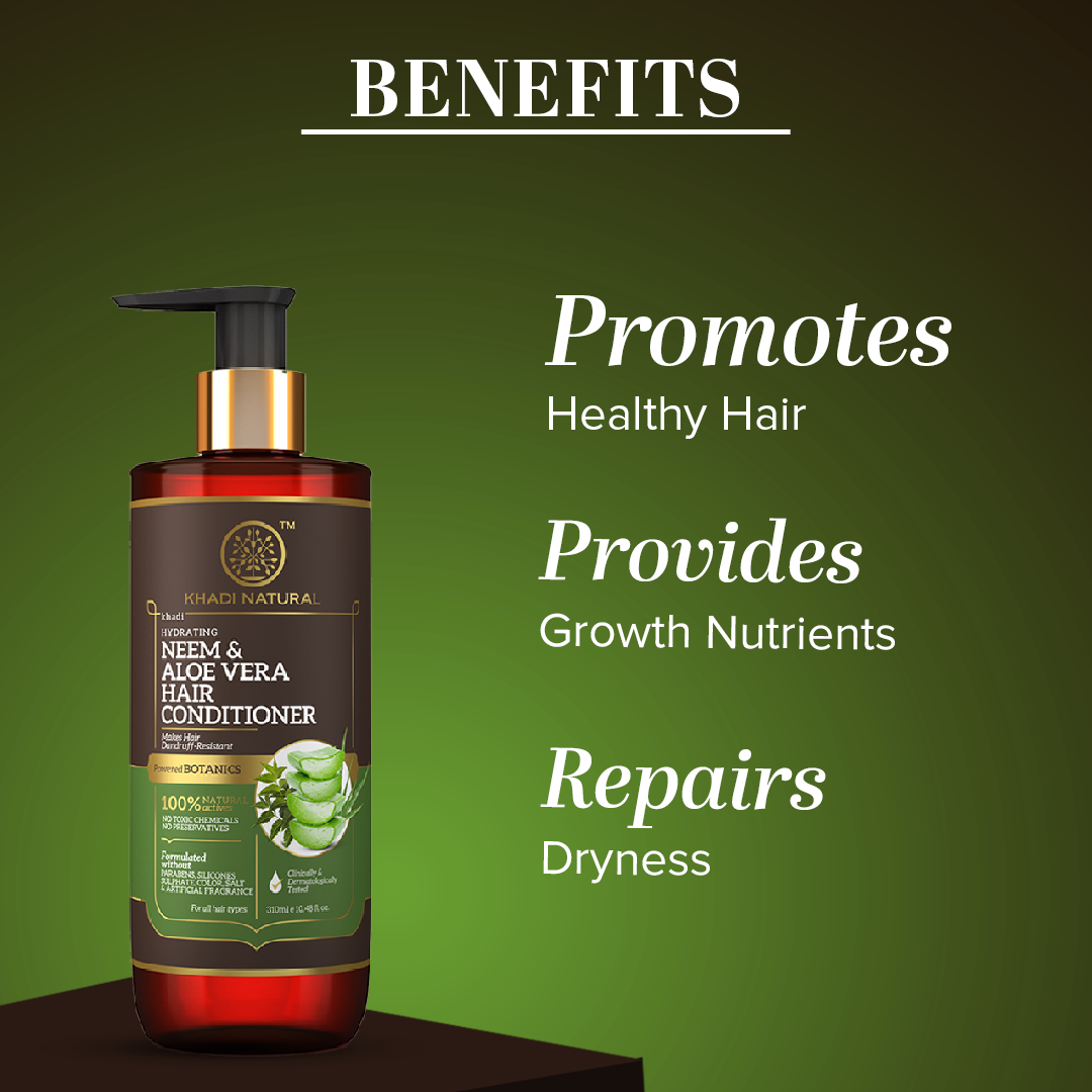 Khadi Natural Neem & Aloe Vera Hair Conditioner - Paraben, Silicones, Sulphate, Color, Salt & Artificial Fragrance Free - 310ml - Image 2 - Buy from Indicrest