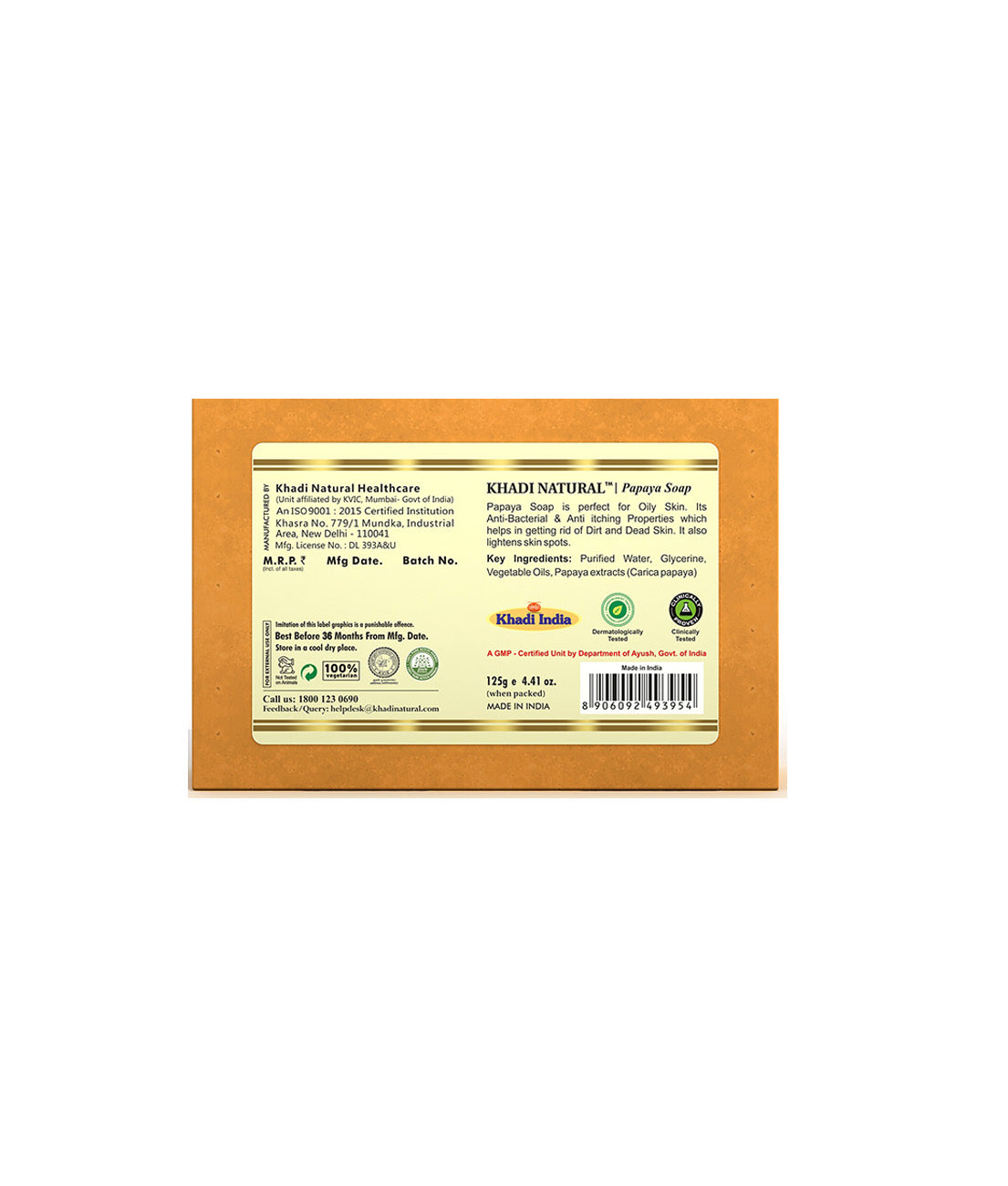 Khadi Natural Papaya Soap 125gm - Image 5 - Buy from Indicrest