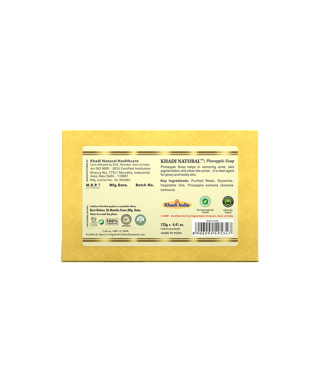 Khadi Natural Pineapple Soap - 125gm - Image 5 - Buy from Indicrest