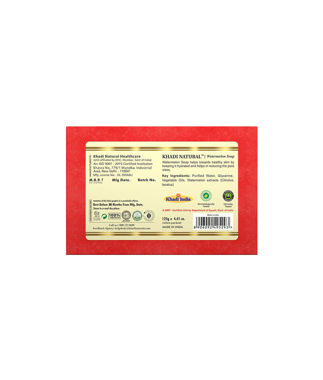 Khadi Natural Herbal Watermelon Soap - 125gm - Image 5 - Buy from Indicrest