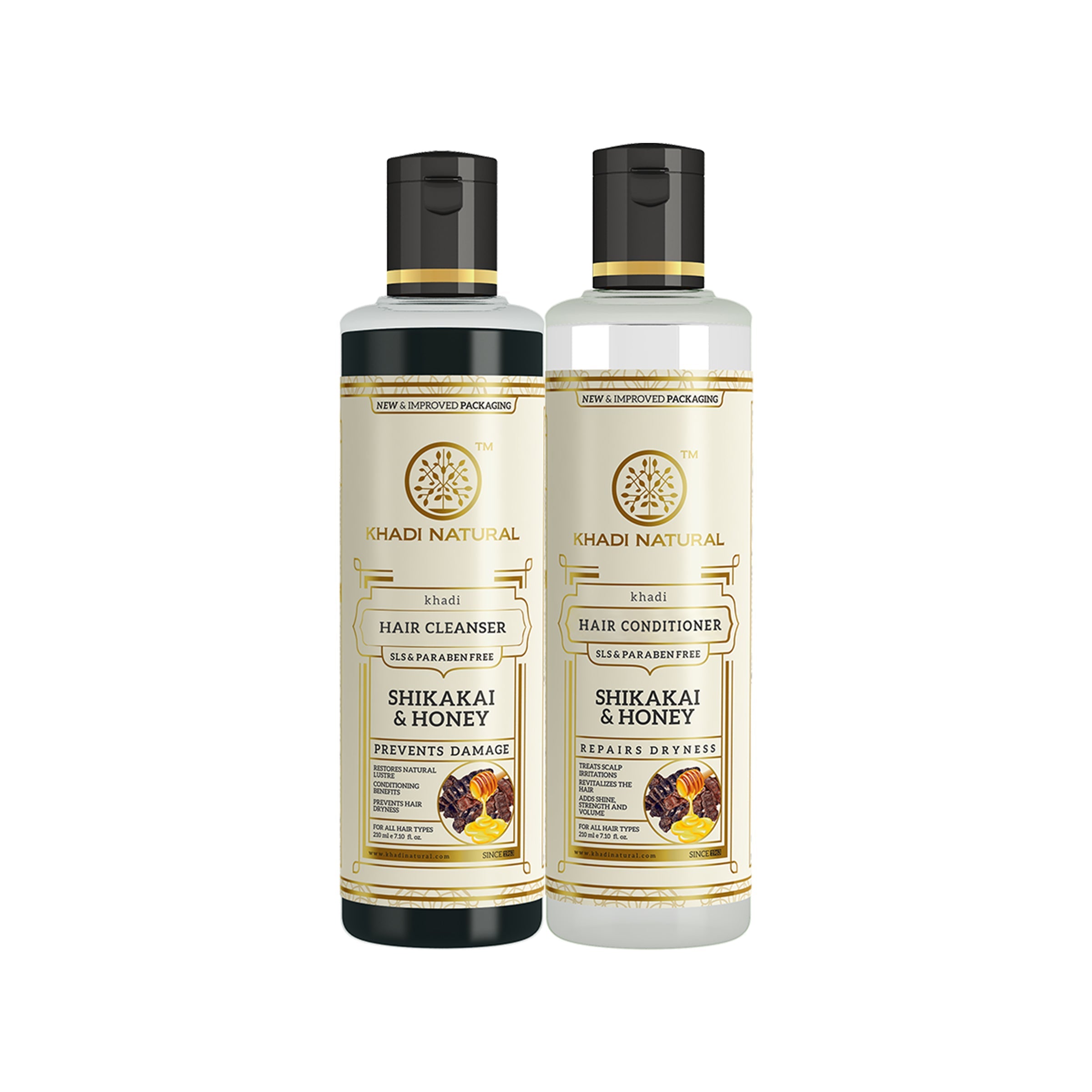 Khadi Natural Shikakai & Honey Cleanser & Conditioner SLS & Paraben Free Combo - 210ml Each Sale - Buy from Indicrest