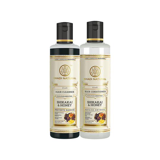 Khadi Natural Shikakai & Honey Cleanser & Conditioner SLS & Paraben Free Combo - 210ml Each Sale - Buy from Indicrest