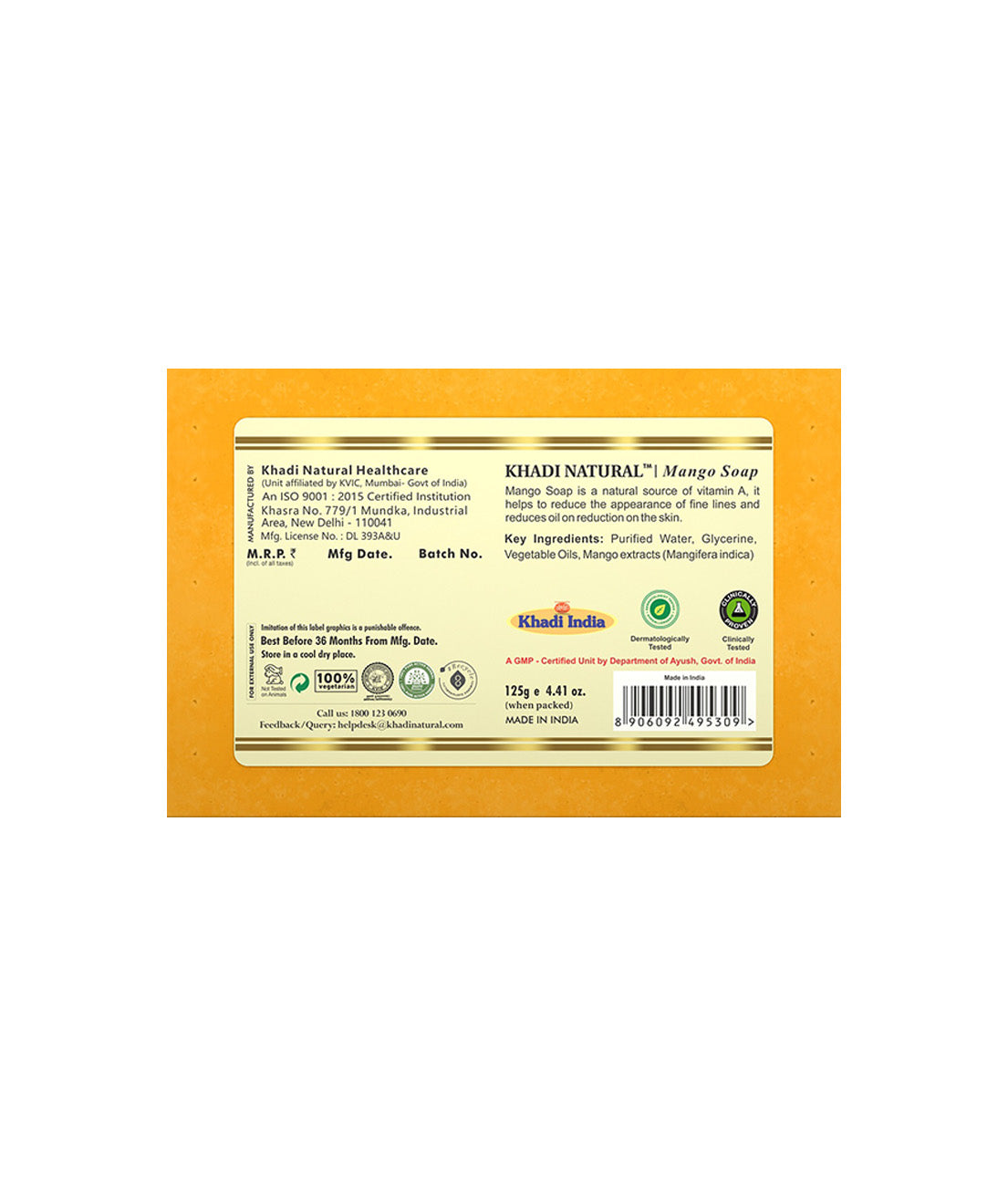 Khadi Natural Mango Soap - 125gm - Image 5 - Buy from Indicrest