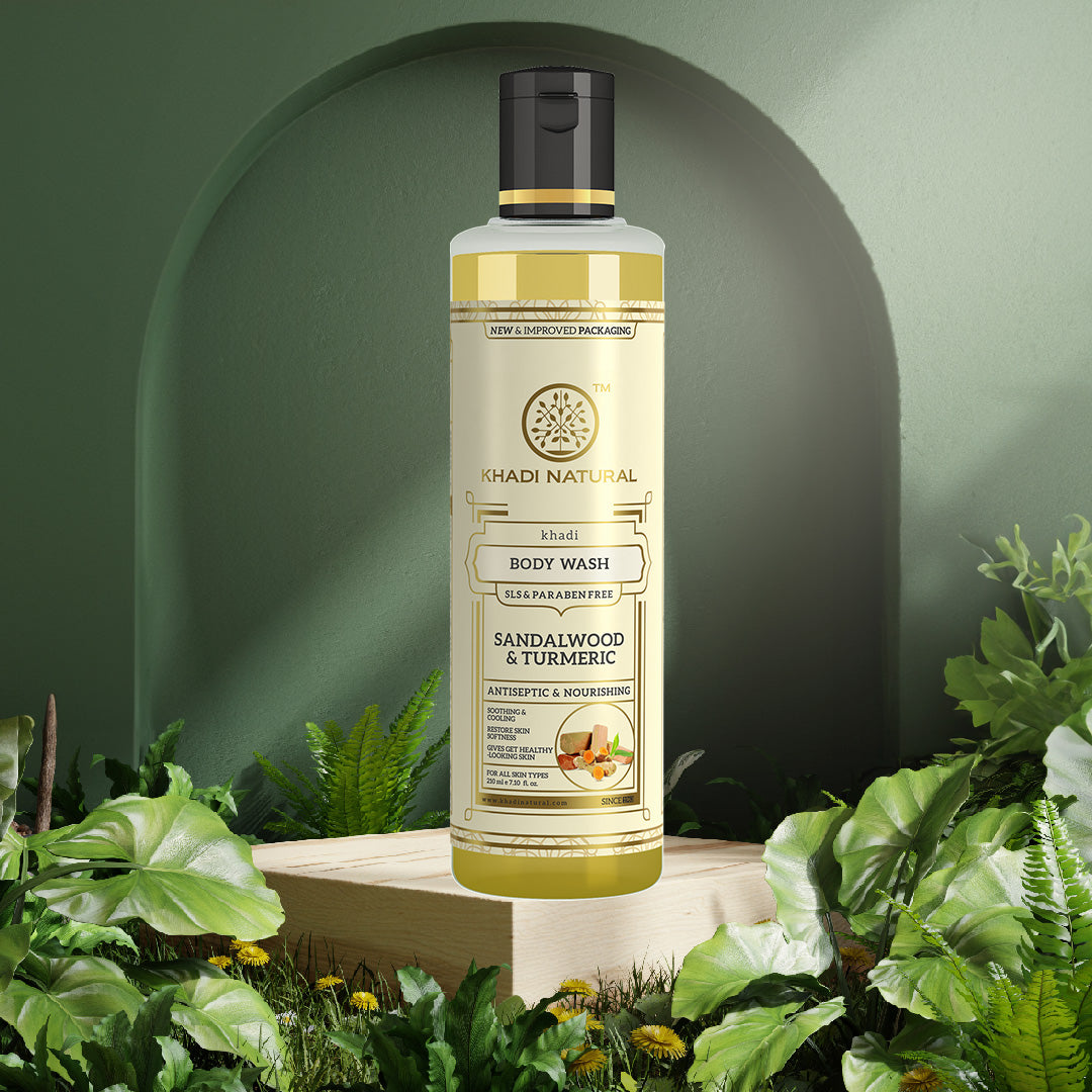 Khadi Natural Sandalwood & Turmeric Body Wash SLS & Paraben Free - 210ml - Image 7 - Buy from Indicrest