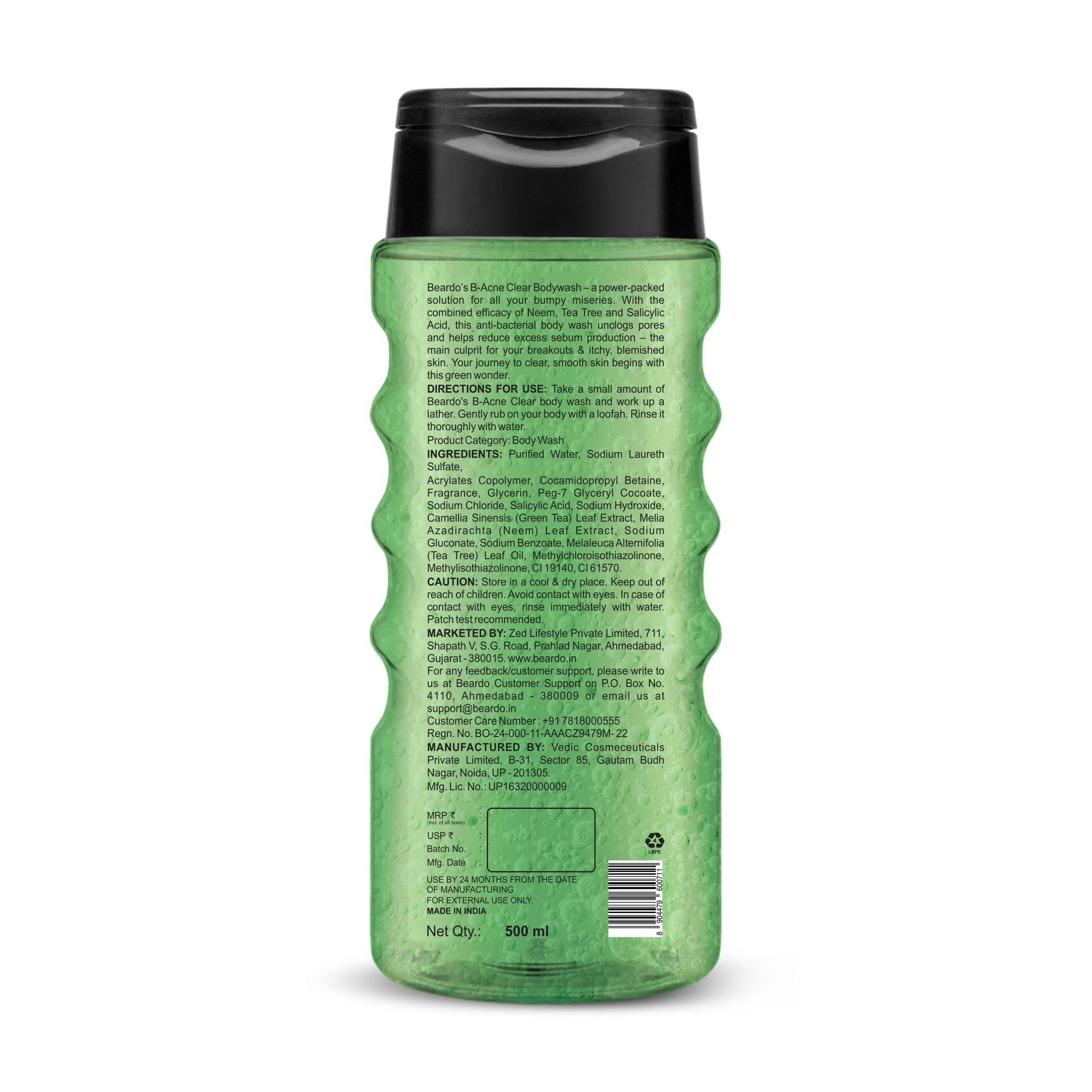 Beardo Body-Acne Clear Body Wash, 500ml - Image 10 - Buy from Indicrest