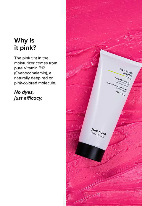 Minimalist B12 + Repair Complex 5.5% Face Moisturizer For Soothes sensitive, irritate skin and repairs damaged barrier, 50g - Image 5 - Buy from Indicrest