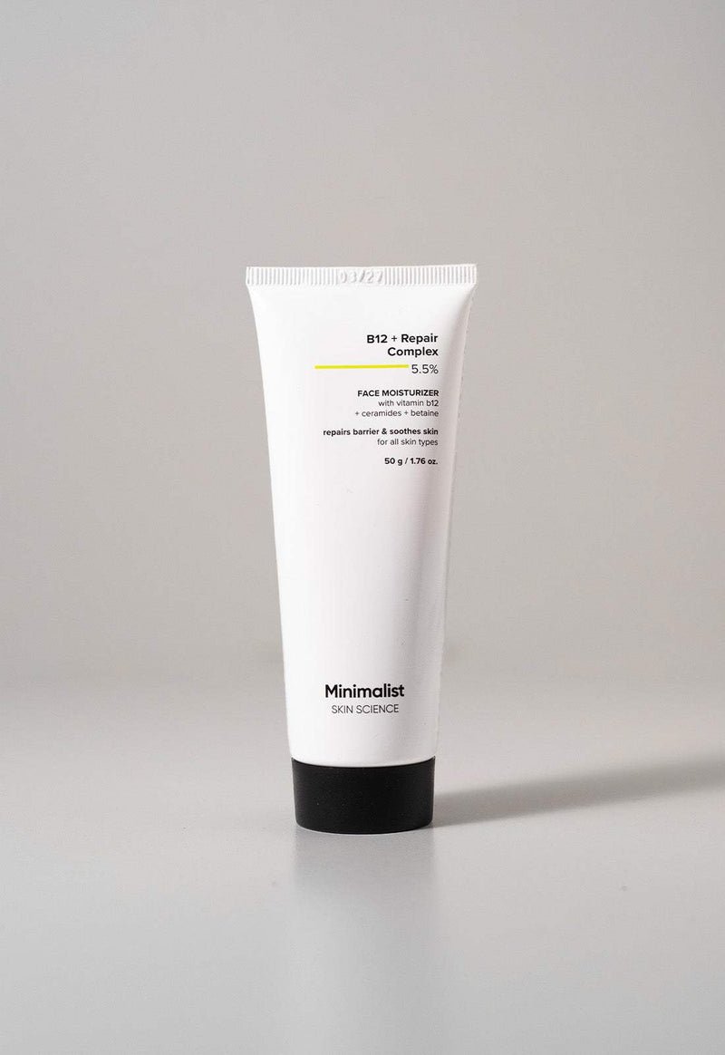 Minimalist B12 + Repair Complex 5.5% Face Moisturizer For Soothes sensitive, irritate skin and repairs damaged barrier, 50g - Buy from Indicrest