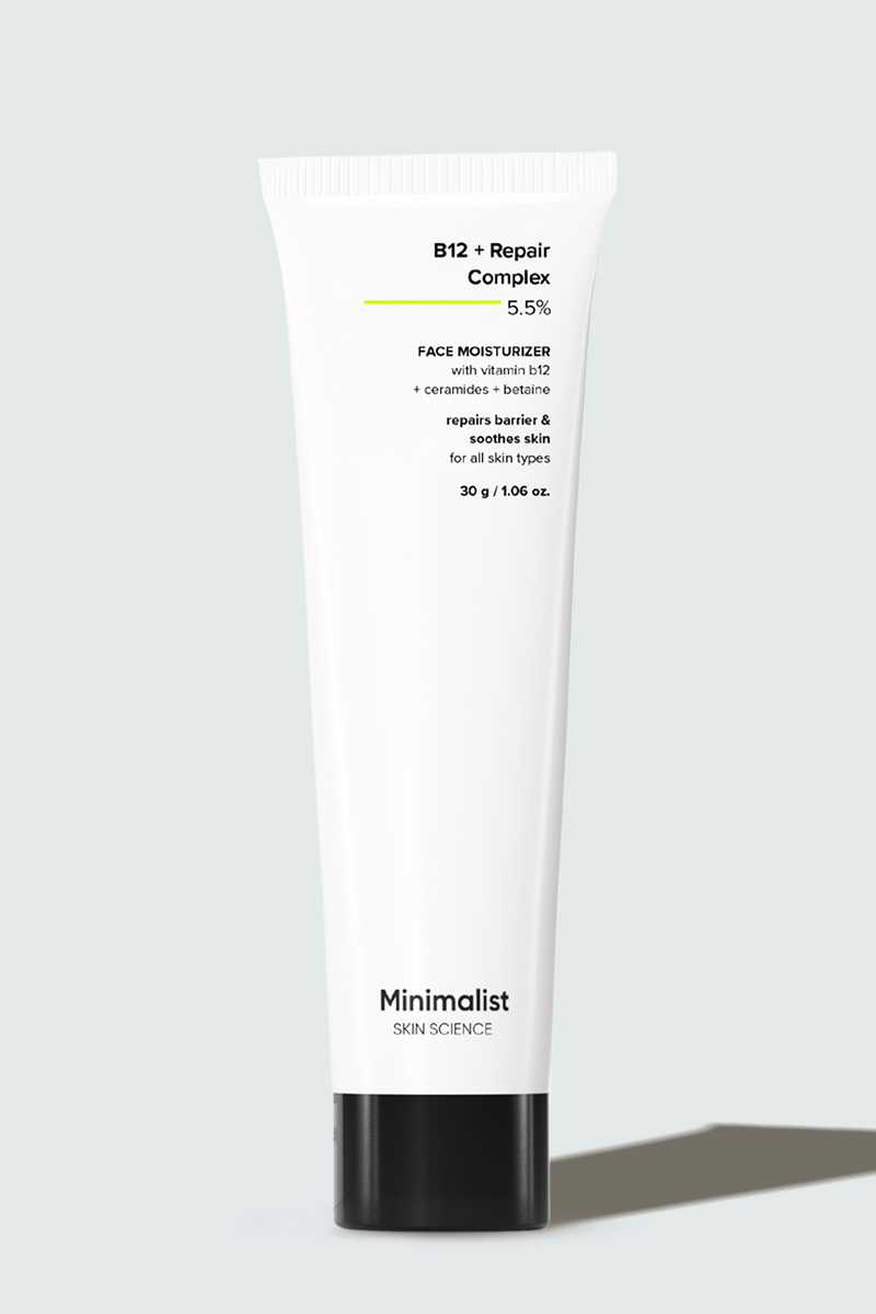 Minimalist B12 + Repair Complex 5.5% Face Moisturizer For Soothes sensitive, irritate skin and repairs damaged barrier, 30g - Buy from Indicrest