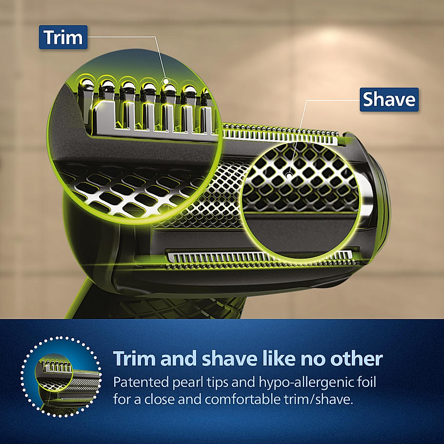 Philips Bodygrooming Trimmer- | Bidirectiol, Showerproof Groin and body trimmer | C2D contour following with skin protect technology | Safe even below the belt | BG5021/15