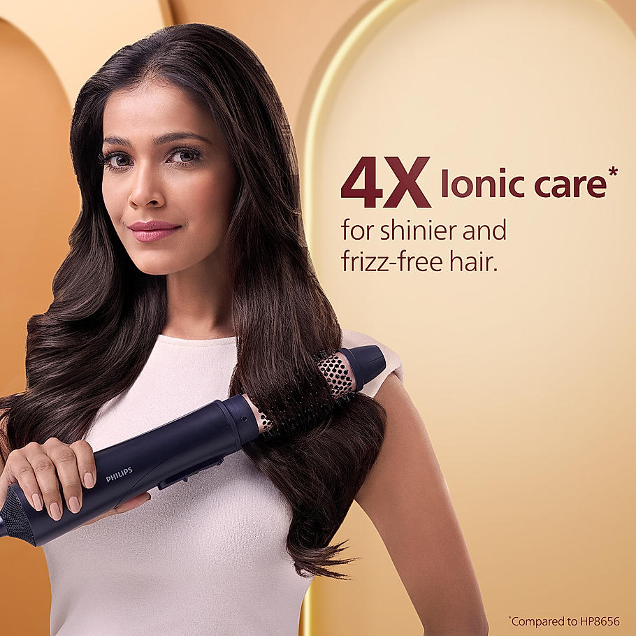 Philips 2 in 1 Airstyler | Volumizer + Blow Dryer Brush + Multi-Styler | 3X Volume & 50% Less Hair Breakage | 2 attachments for Straight and Wavy Looks | Argan Oil Infused plates & 4X more Ionic Care for Shinier, Frizz Free Hair | BHA531/10