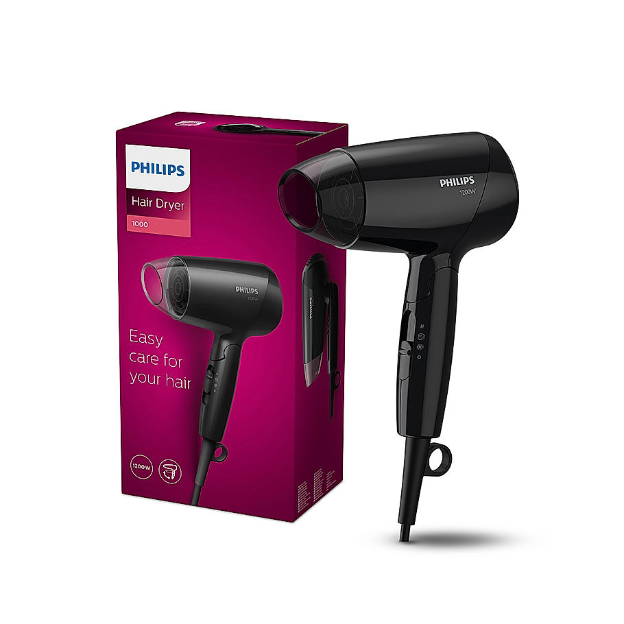 Philips Hair Dryer- Cool Air Setting | Foldable Handle, 3 Flexible Preselected Drying Setting | Compact Design | Travel Friendly | BHC010/10