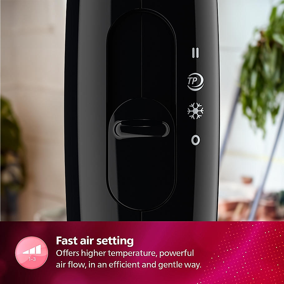 Philips Hair Dryer- Cool Air Setting | Foldable Handle, 3 Flexible Preselected Drying Setting | Compact Design | Travel Friendly | BHC010/10