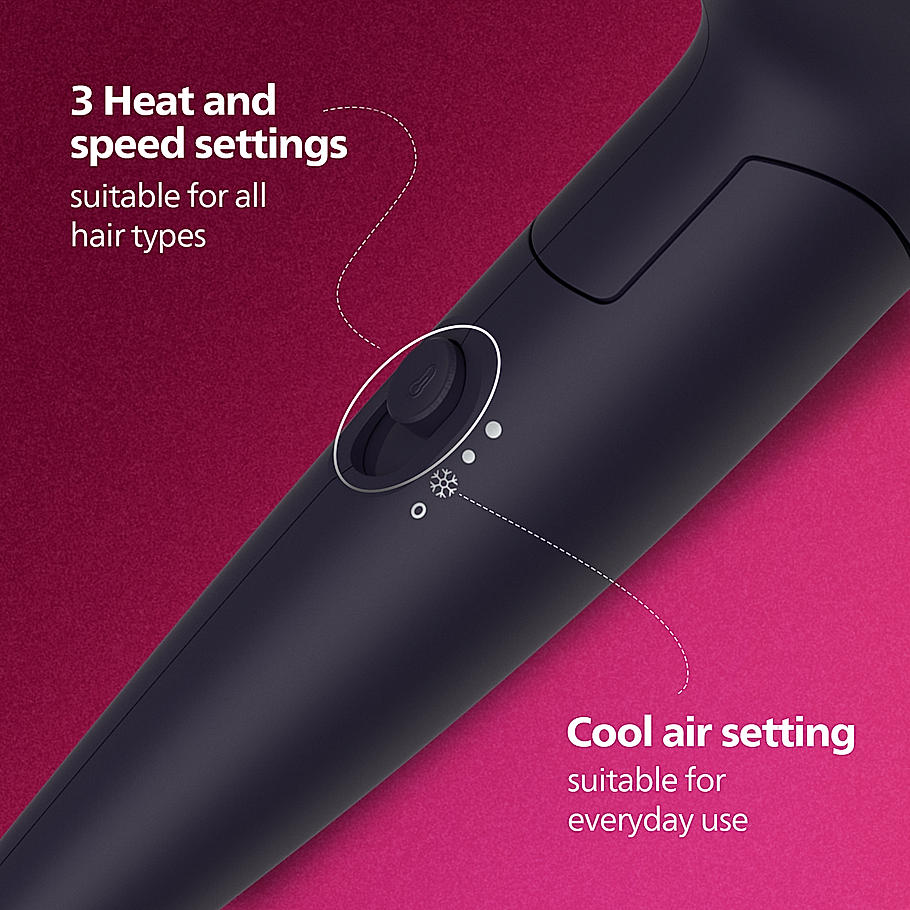 Philips Hair Dryer- Powerful Drying with Less Heat I Advanced Ionic Care for smooth and Shiny Salon Like Looks , 1600 W I Men and Women , Cool Shot , ThermoProtect Care , Travel friendly BHD318/00