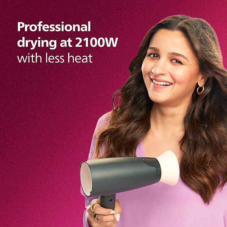 Philips Hair Dryer- Powerful drying with less heat I 6 Styling Options for Versatile Salon like looks , 2100 W I Men and Women , Styling attachment , Cool Shot , Advanced Ionic Care for Frizz Free hair I ThermoProtect Care for Minimised Damage BHD356/10