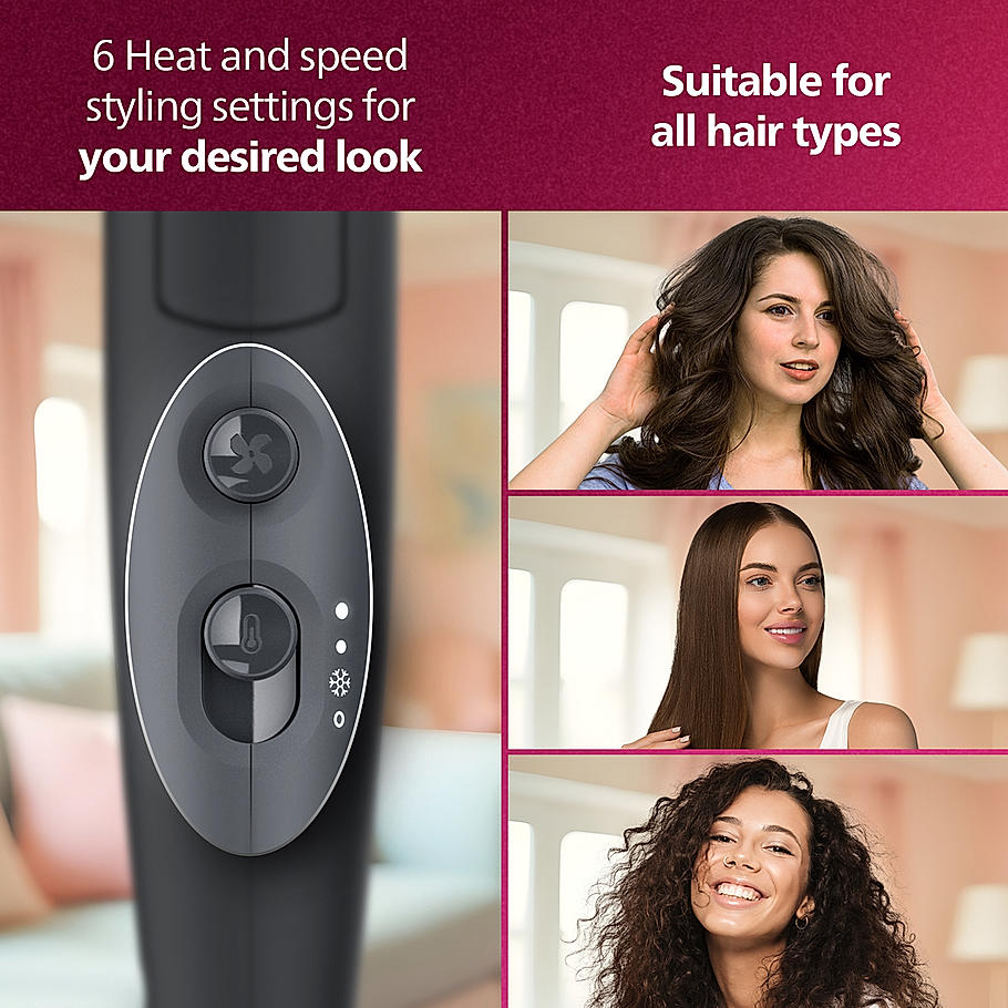 Philips Hair Dryer- Powerful drying with less heat I 6 Styling Options for Versatile Salon like looks , 2100 W I Men and Women , Styling attachment , Cool Shot , Advanced Ionic Care for Frizz Free hair I ThermoProtect Care for Minimised Damage BHD356/10