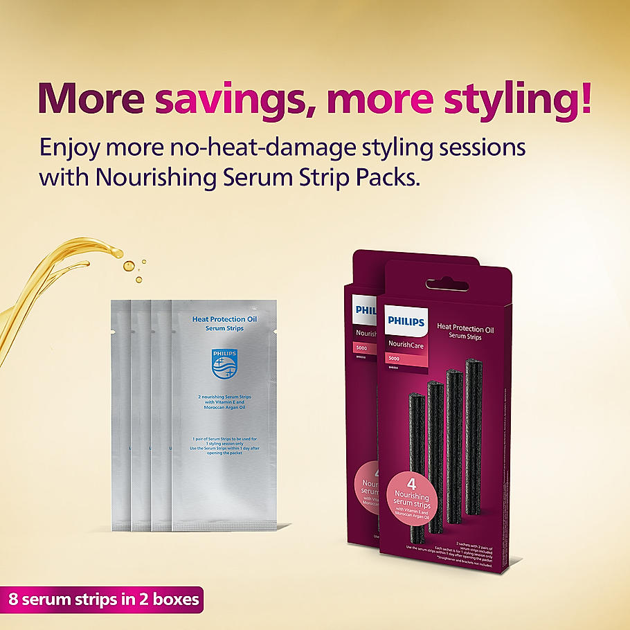Philips NourishCare Straightener Serum Strips - I Uniquely designed pack of 8 nourishing serum strips I Replaceable Serum Strip for BHS526/00, BHS503/40, BHS507/40, BHS522/00 | BHE050/00*2