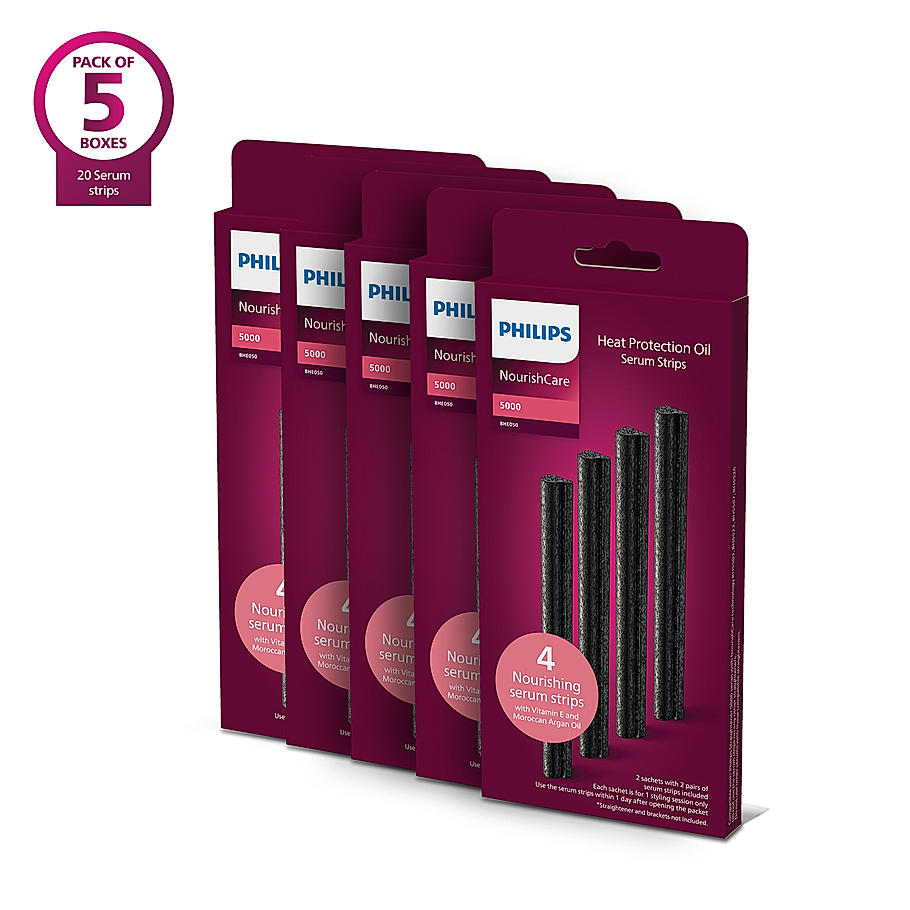 Philips NourishCare Straightener Serum Strips - I Uniquely designed pack of 20 nourishing serum strips I Replaceable Serum Strip for BHS526/00, BHS503/40, BHS507/40, BHS522/00 | BHE050/00*5