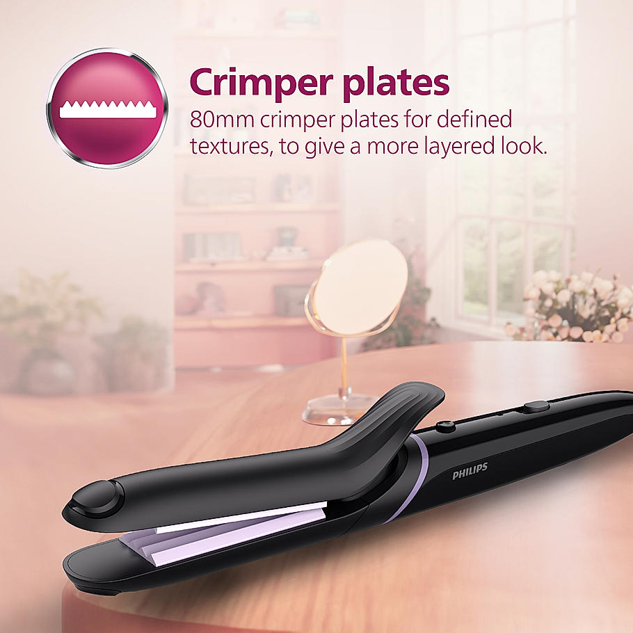 Philips Multi Styler - | Straighten, Curl or Crimp with a Single Tool | Quick Click Release Technology | BHH816/00