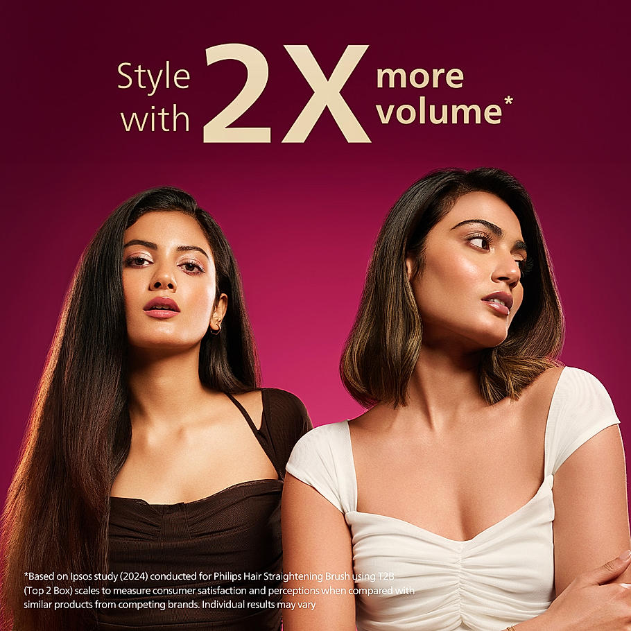 Philips Hair Straightener Brush- | Everyday Styling with Kerashine Care in 5 mins , ThermoProtect Technology I tural Straight, Shiny and Frizz Free Hair , Triple Bristle Design BHH880/10