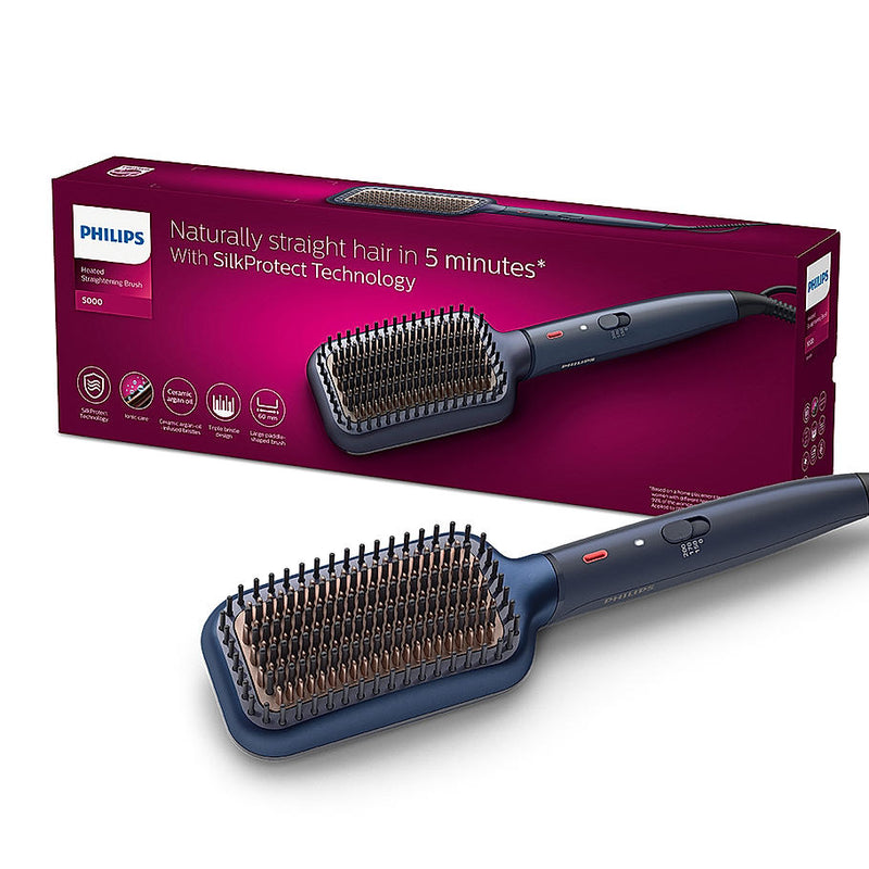 Philips Hair Straightening Brush- BHH885/10 (New) ThermoProtect Technology, Ionic care, Argan Oil Infusion & Extra Large Brush, 50 Watts, Black Buy at Indicrest