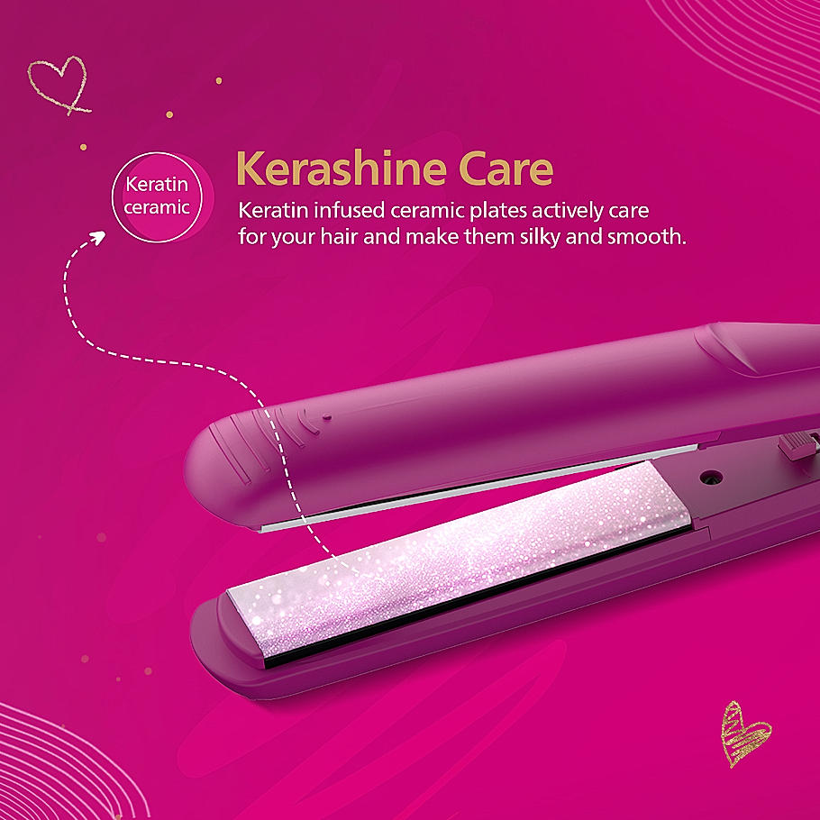 Philips Hair Straightener - I SilkProtect Technology minimizes heat damage I Keratin infused Ceramic plates for glossy frizz-free straight hair | On-the-Go Travel Friendly Hair Straightener for Women | BHS252/00