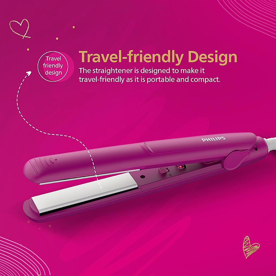 Philips Hair Straightener - I SilkProtect Technology minimizes heat damage I Keratin infused Ceramic plates for glossy frizz-free straight hair | On-the-Go Travel Friendly Hair Straightener for Women | BHS252/00