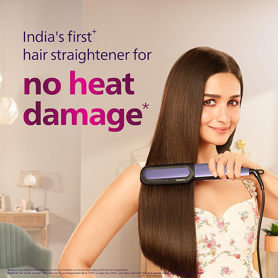 Philips NourishCare- India's First Hair Straightener designed for No Heat Damage I Uniquely designed NourishCare & SilkProtectCare for Styling with heat protection | BHS503/40
