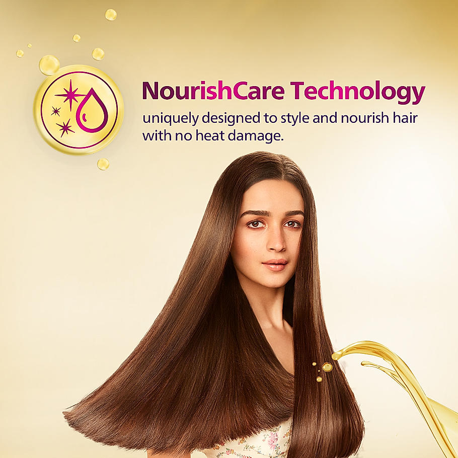 Philips NourishCare- India's First Hair Straightener designed for No Heat Damage I Uniquely designed NourishCare & SilkProtectCare for Styling with heat protection | BHS503/40