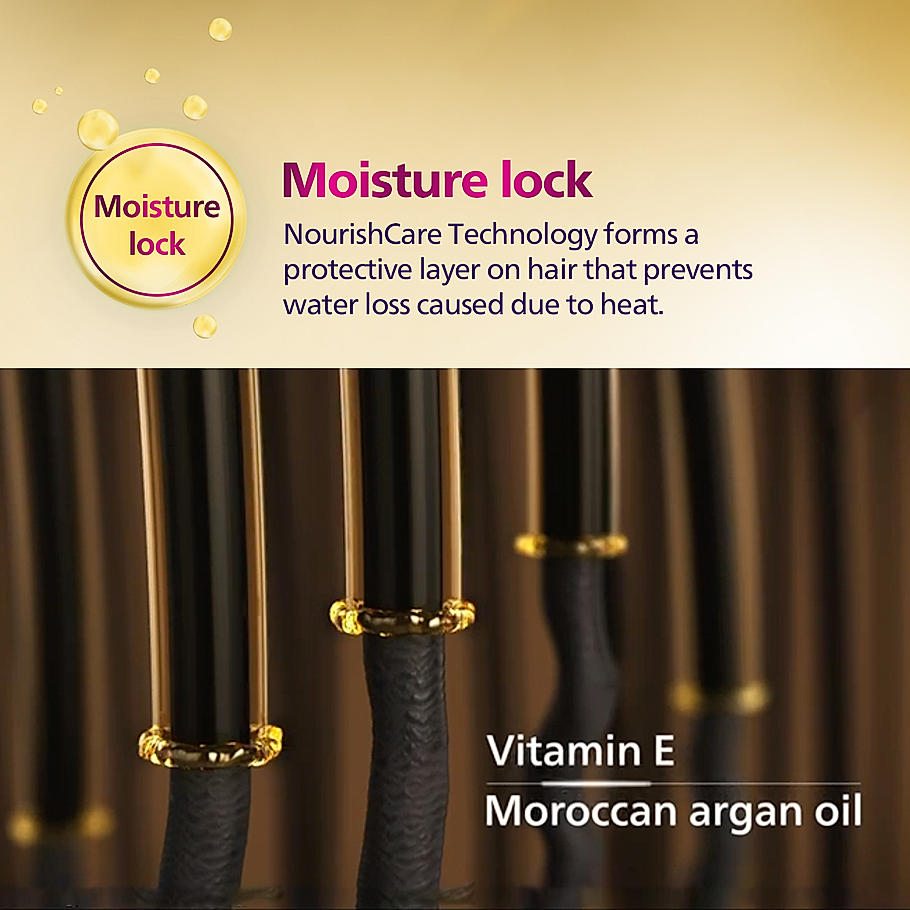 Philips NourishCare- India's First Hair Straightener designed for No Heat Damage I Uniquely designed NourishCare & KerashineCare for Styling with heat protection | BHS507/40