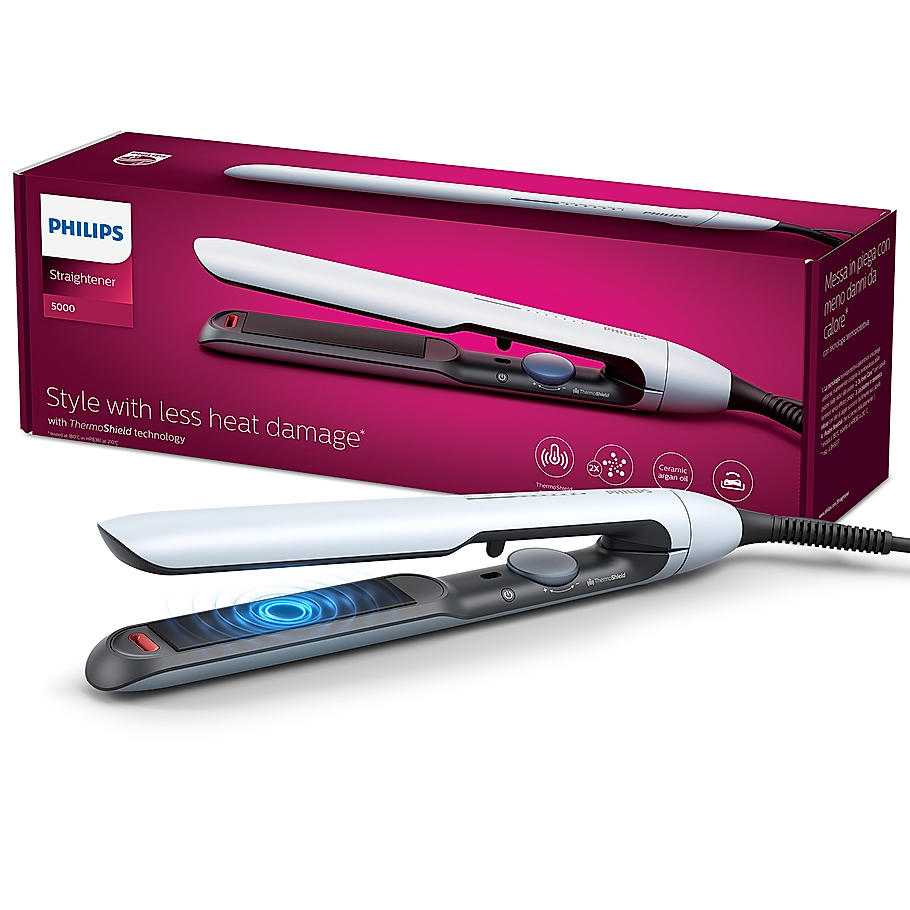 Philips Hair Straightener - | 2x Ionic Care with ThermoShield Tech | Argan Oil Floating plates | BHS520/00