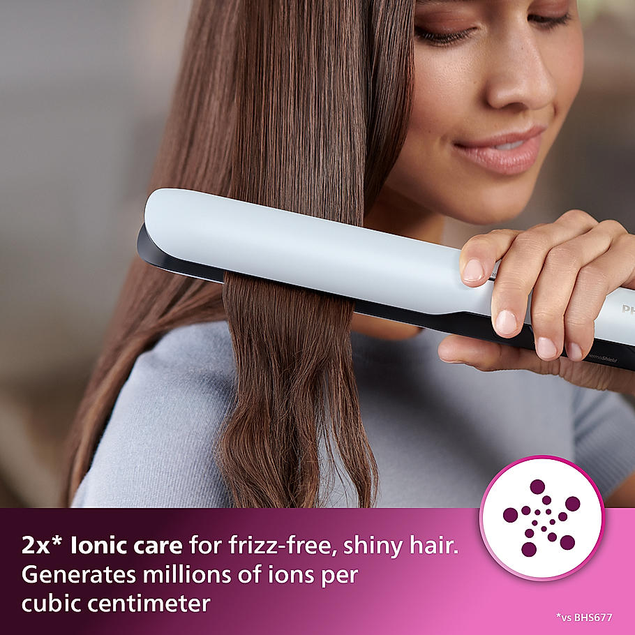 Philips Hair Straightener - | 2x Ionic Care with ThermoShield Tech | Argan Oil Floating plates | BHS520/00