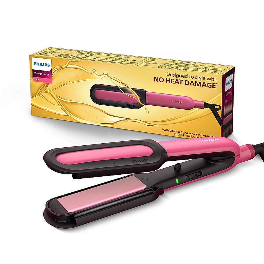 Philips NourishCare- India's First Hair Straightener designed for No Heat Damage I Uniquely designed NourishCare & SilkProtectCare for Styling with heat protection | BHS522/00