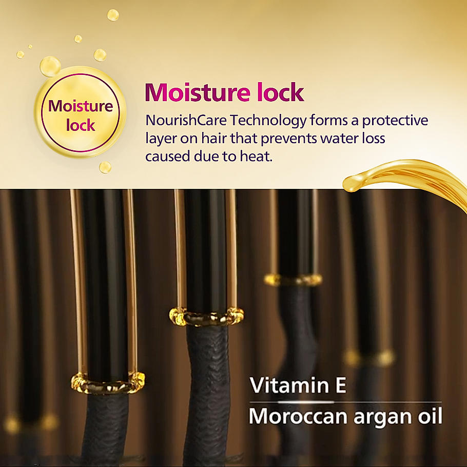 Philips NourishCare- India's First Hair Straightener designed for No Heat Damage I Uniquely designed NourishCare & SilkProtectCare for Styling with heat protection | BHS522/00