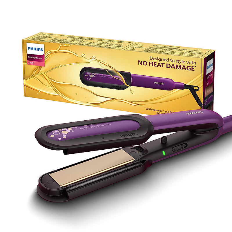 Philips NourishCare- India's First Hair Straightener designed for No Heat Damage I Uniquely designed NourishCare & Kerashine Technology for Styling with heat protection , Moisture Lock for Nourished Hair , Detachable Serum strips & Brackets , BHS526/ Buy at Indicrest