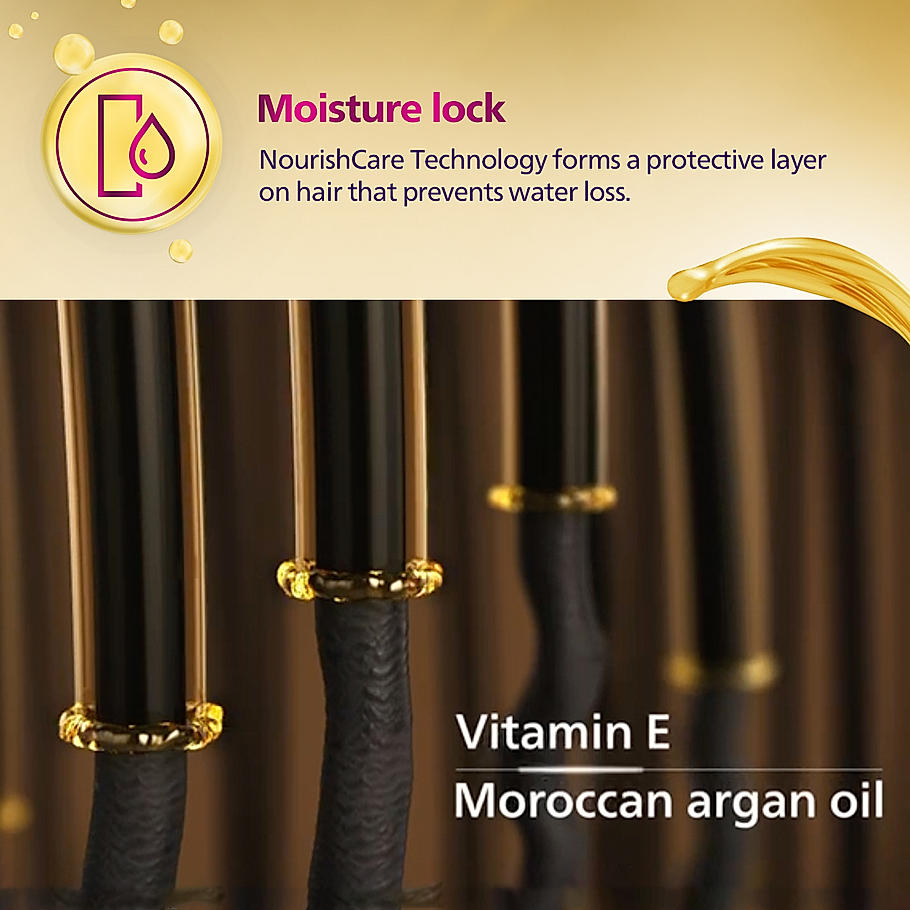 Philips NourishCare- India's First Hair Straightener designed for No Heat Damage I Uniquely designed NourishCare & Kerashine Technology for Styling with heat protection , Moisture Lock for Nourished Hair , Detachable Serum strips & Brackets , BHS526/
