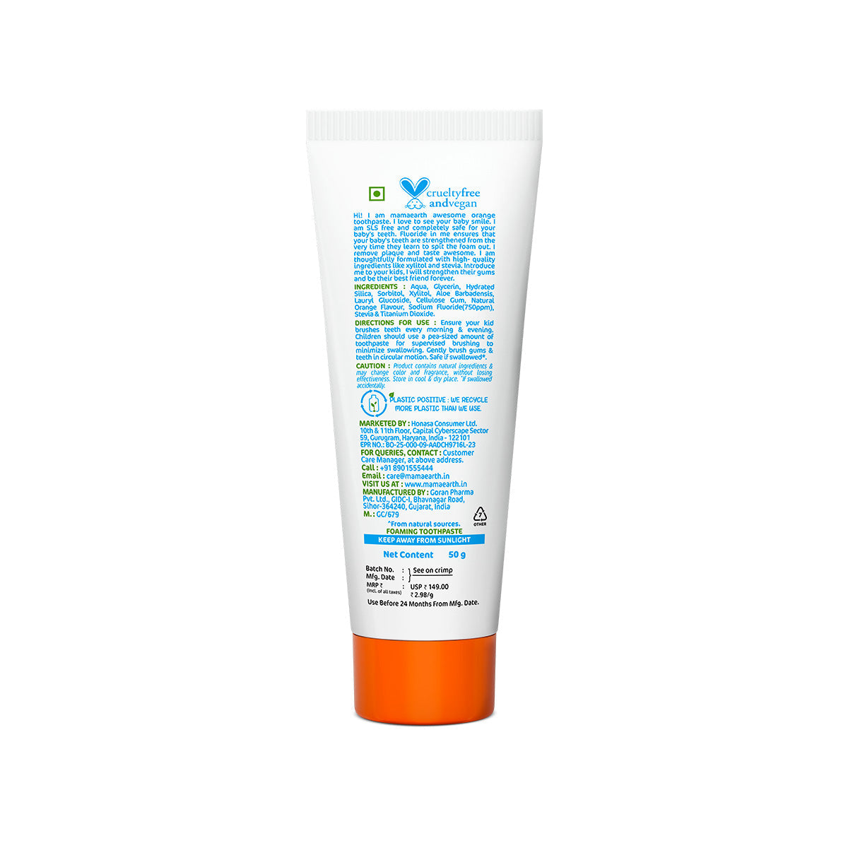 Mamaearth Sulfate Free Awesome Orange Toothpaste For Kids With Fluoride - Image 8 - Buy from Indicrest