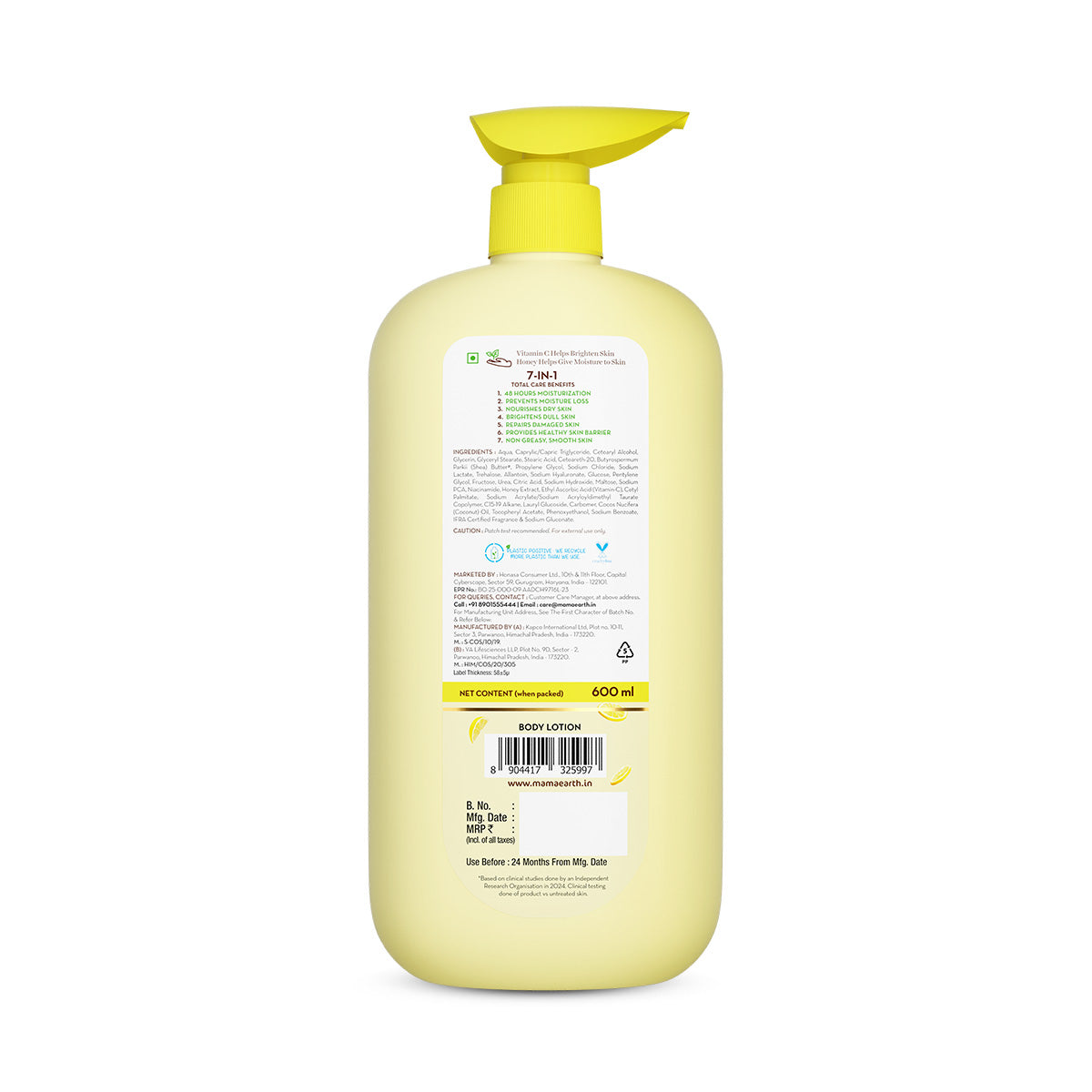 Mamaearth Vitamin C Daily Glow Body Lotion with Vitamin C & Honey for Skin Brightening, 600ml - Image 8 - Buy from Indicrest
