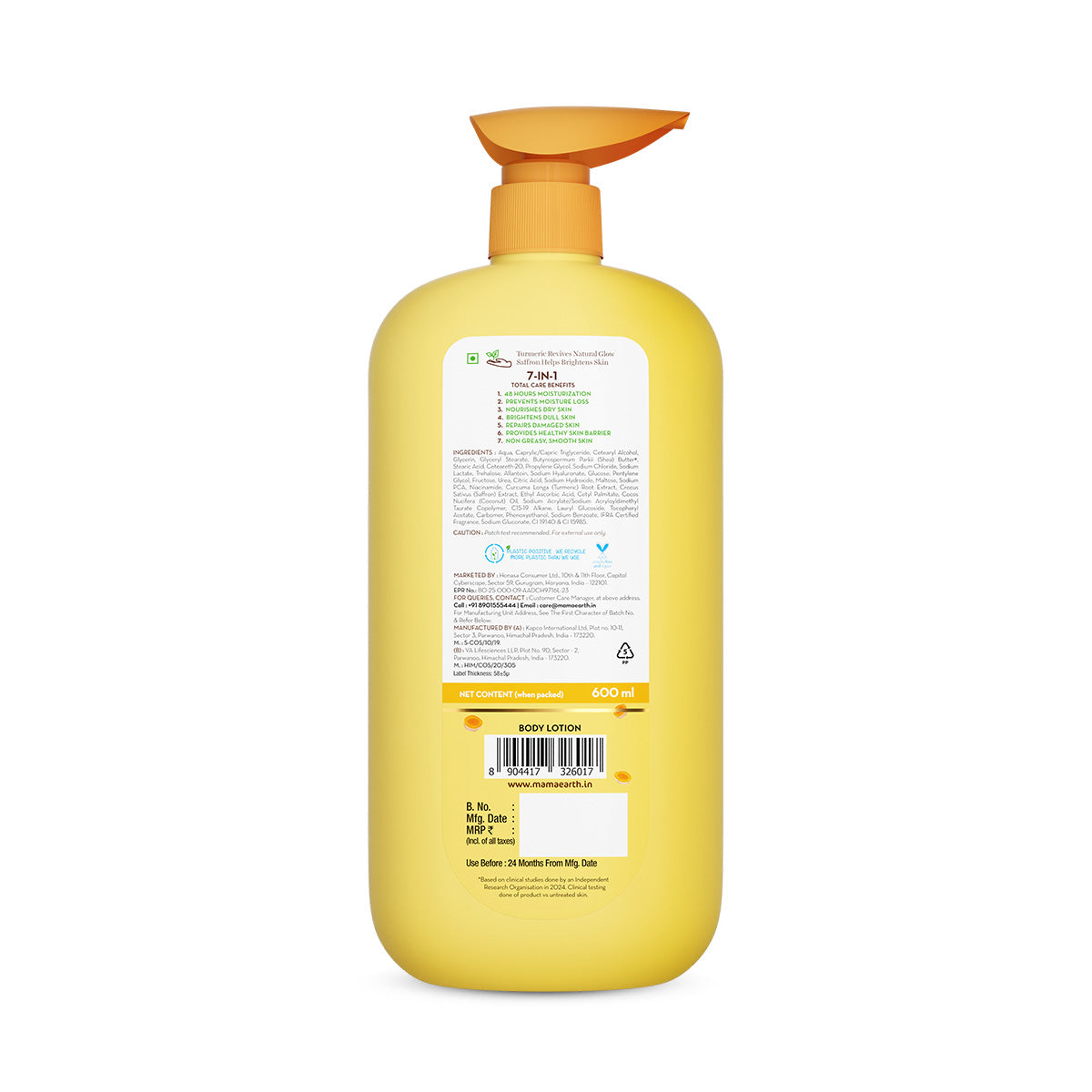 Mamaearth Ubtan Moisturizing Body Lotion with Turmeric & Saffron for Glowing Skin, 600ml - Image 8 - Buy from Indicrest