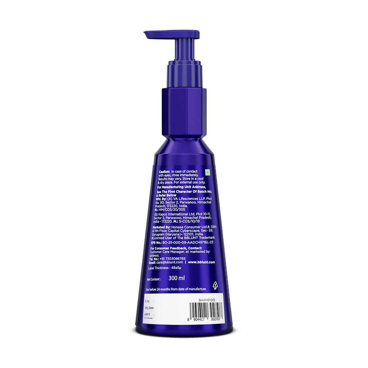 Bblunt Intense Moisture Shampoo with Jojoba and Vitamin E for Dry & Frizzy Hair, 650ml - Image 9 - Buy from Indicrest