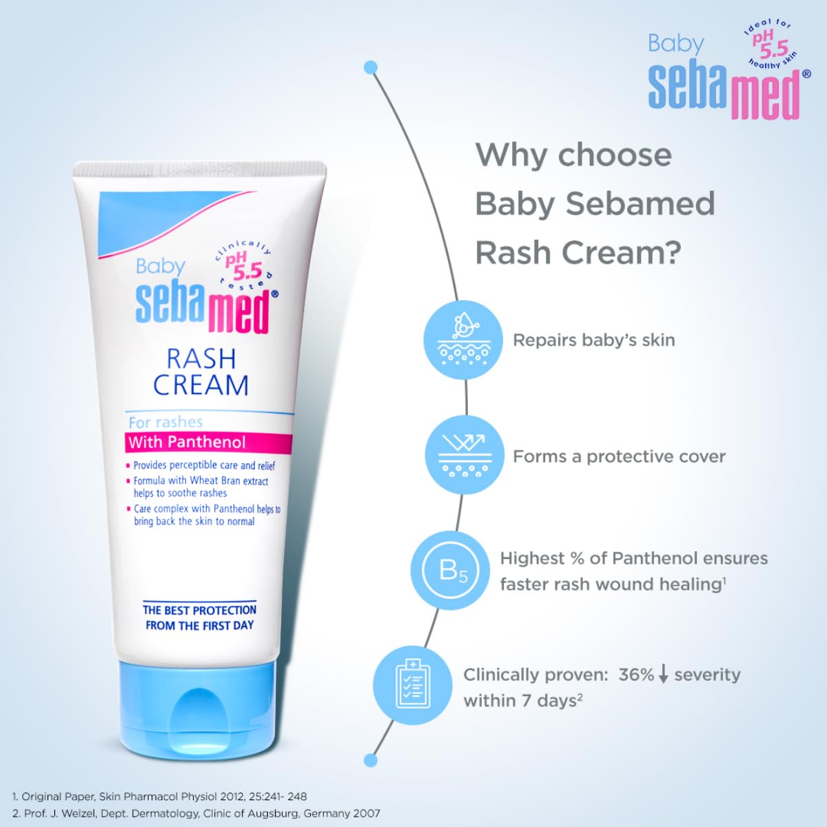Baby with smooth skin after using Sebamed cream
