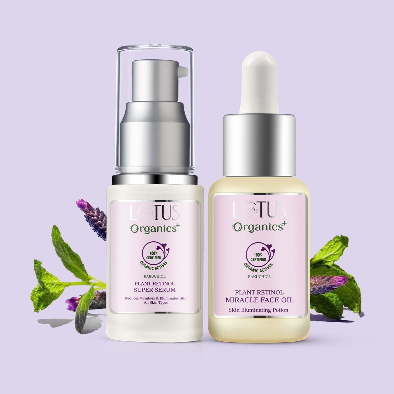 Lotus Herbals Bakuchiol Advanced Anti Ageing Duo, Bakuchiol Serum 30mlBakuchiol Face Oil 15ml