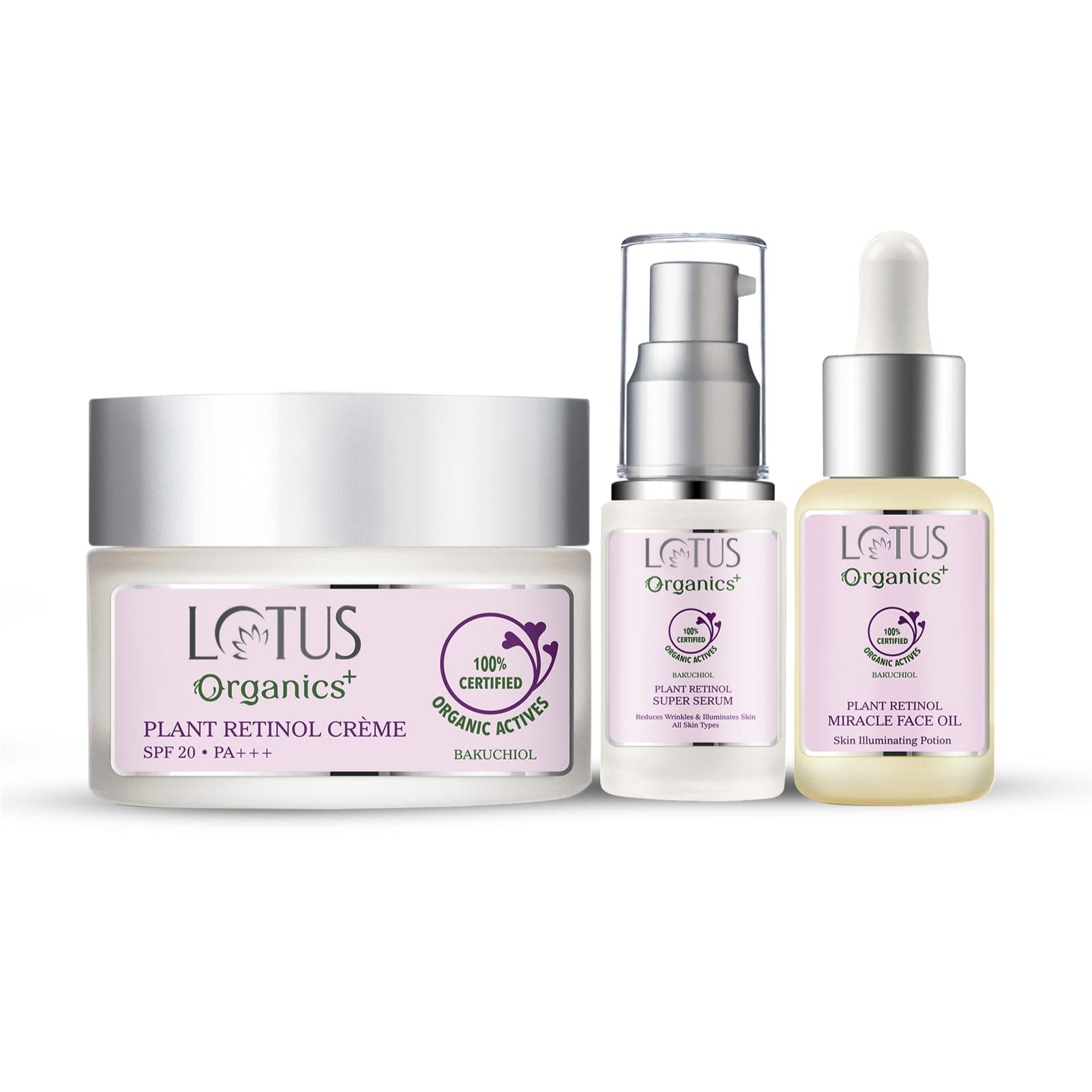 Lotus Herbals Bakuchiol Age-Defying Regime Combo, 50g + 30g + 15ml