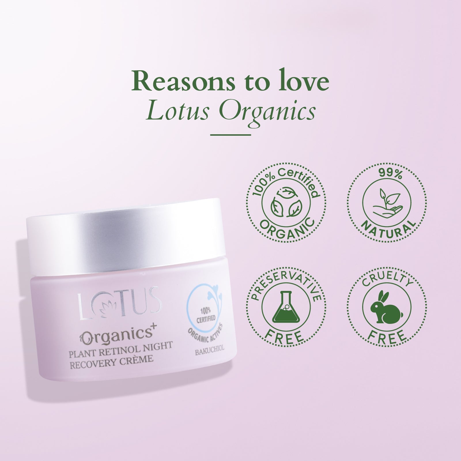 Lotus Herbals Bakuchiol Plant Retinol Night Recovery Creme, 50g