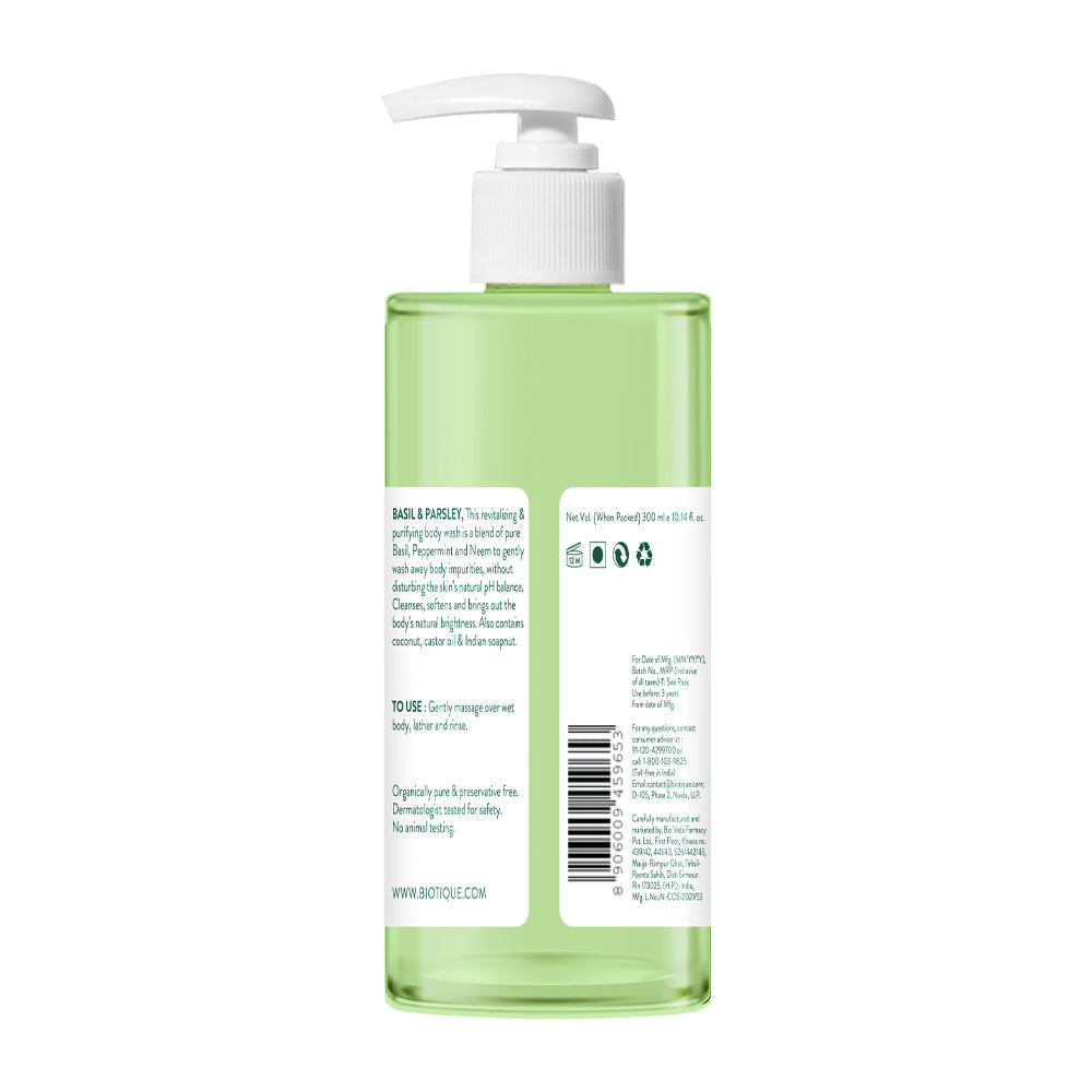 Biotique Basil & Parsley Revitalizing Body Wash, 300ml - Image 2 - Buy from Indicrest